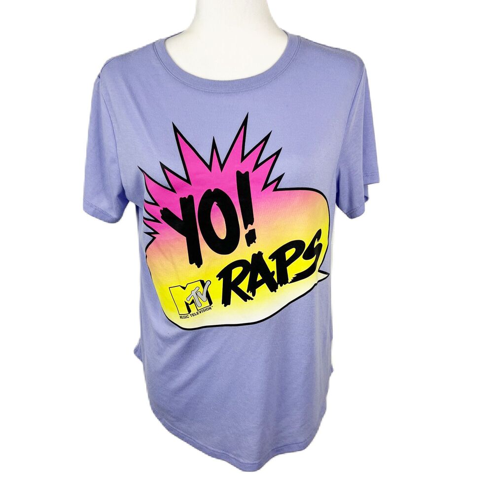 MTV Shirt Women Extra Large Purple Yo! Raps Graphic Tee Juniors Casual